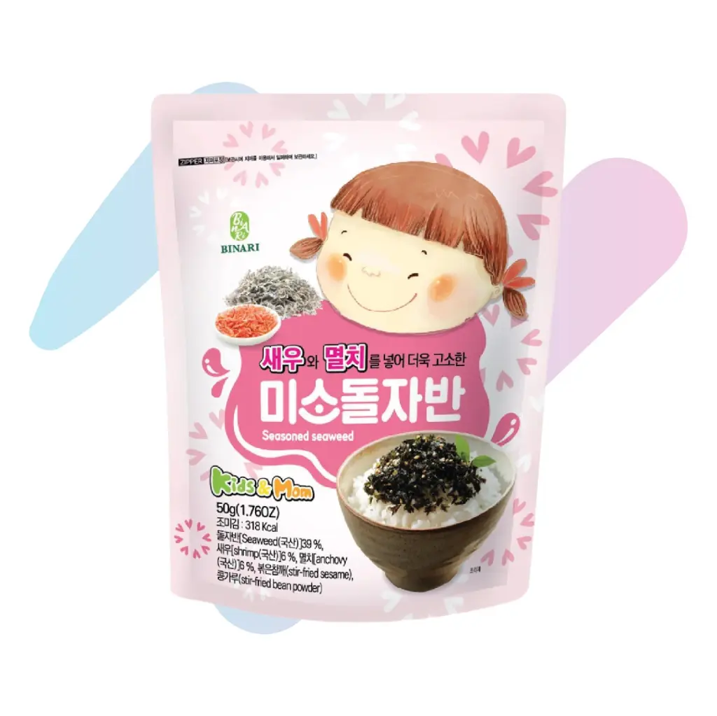 Rong Biển Em Bé Cười Binari Vị Tôm & Cá Cơm (Gói 50g)