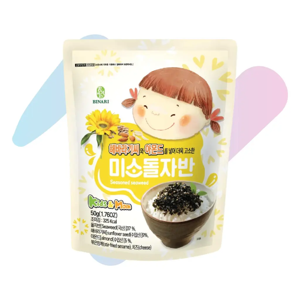Binari Smile Sunflower Seed & Almond Seasoned Seaweed (1.76oz Pack)