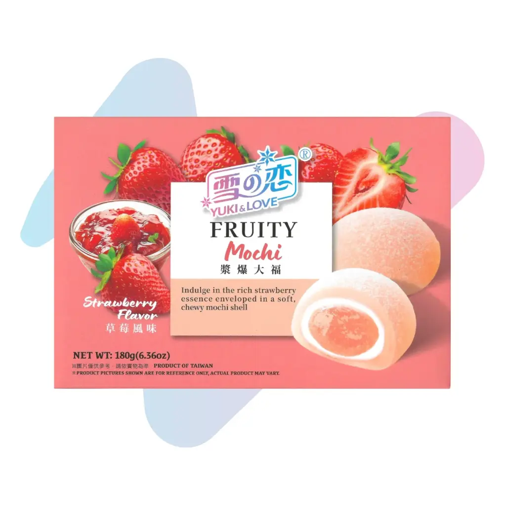 Yuki & Love Strawberry Flavored Fruity Mochi (6.35oz Box - 6 Pieces)