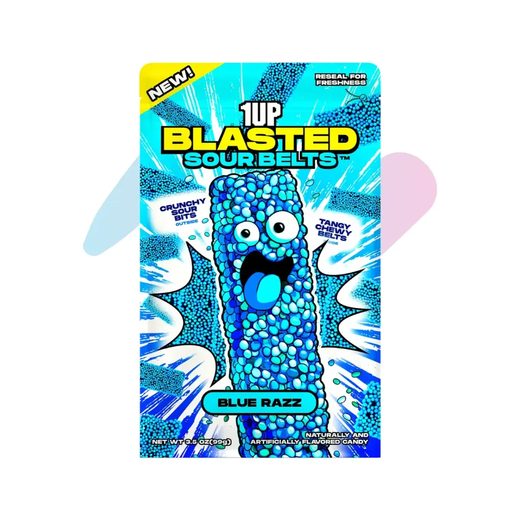 1UP Blasted Sourbelts Blue Razz (3.5oz Pack)