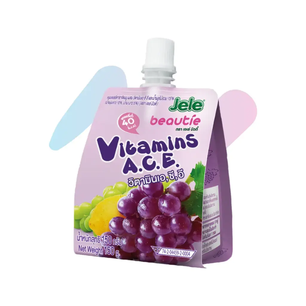 Nước Ép Trái Cây Thạch Vitamin A, C, E Hương Nho Jele Beautie (Gói 150g)