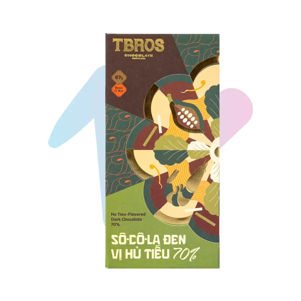 Socola Đen Vị Hủ Tiếu 70% Thượng Hạng Địa Phương TBROS (Thanh 67g)
