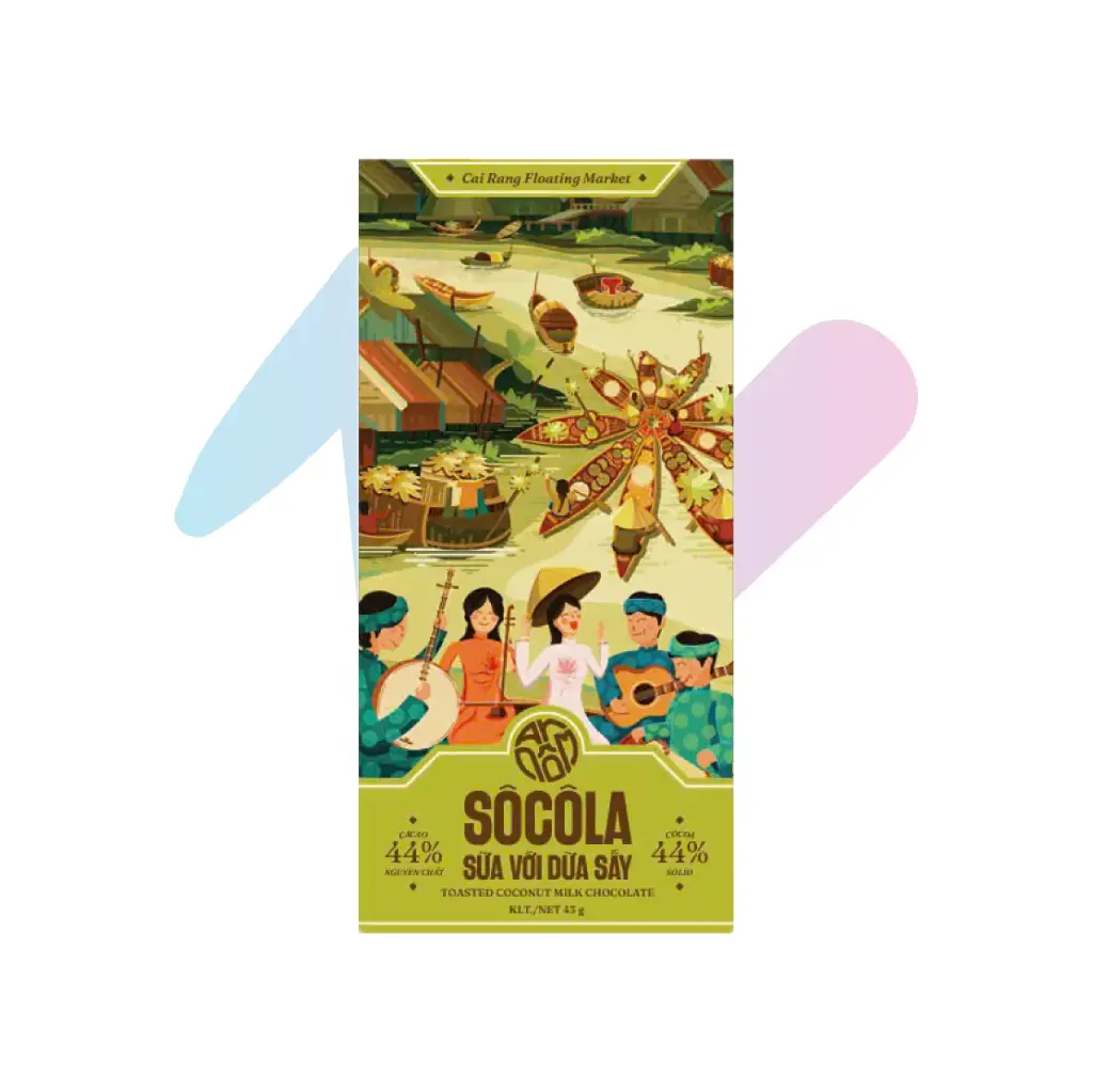 TBROS An Nom Toasted Coconut Milk Chocolate 44% (1.52oz Bar - Tourist Version)