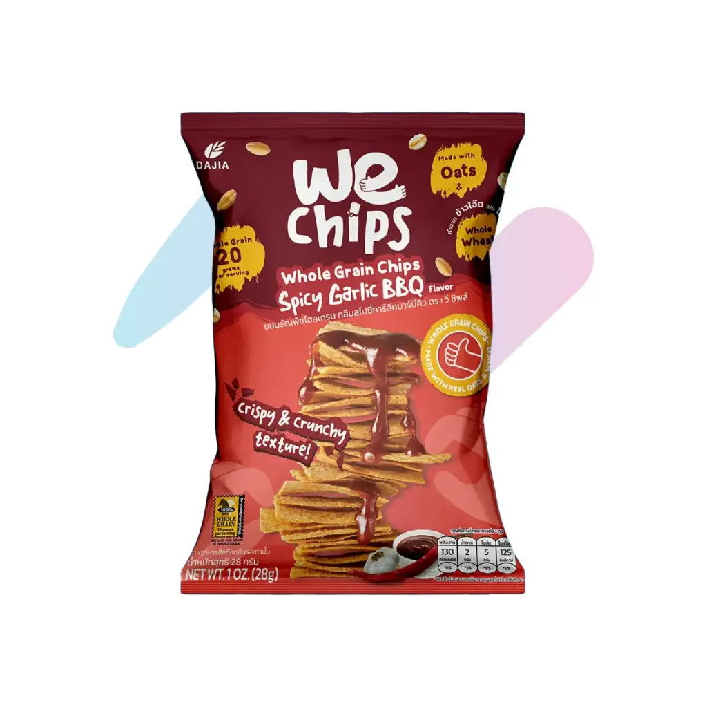 Bánh Snack Nguyên Cám WE Chips Vị Thịt Nướng Tỏi Cay (Gói 28g)