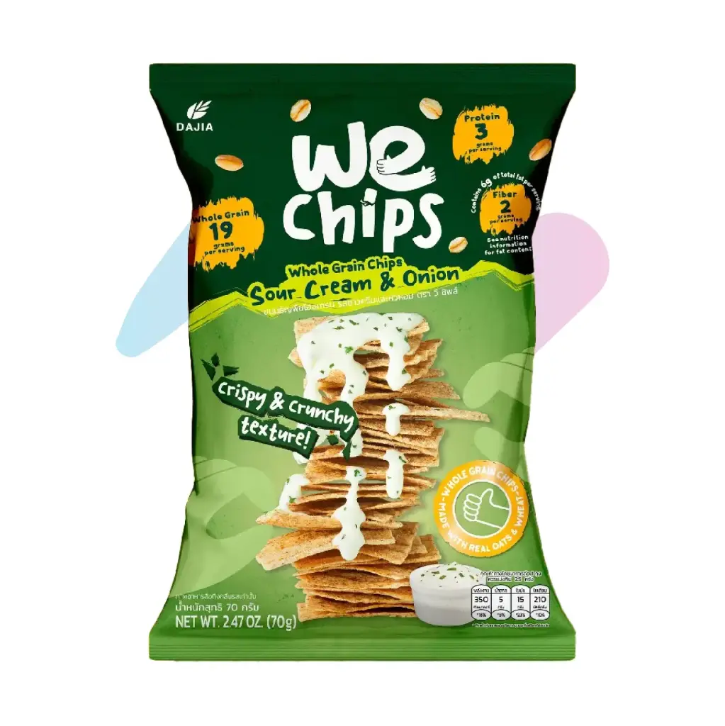 Bánh Snack Nguyên Cám WE Chips Vị Kem Chua & Hành Tây (Gói 70g)