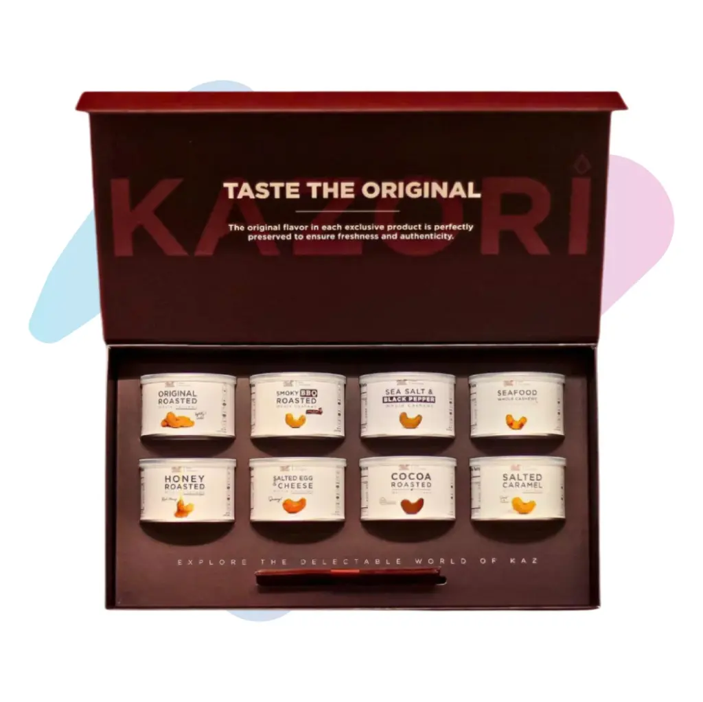 Kaz Deluxe Premium Cashew Gift Set (28.22oz Box – 8 × 3.53oz Cans)
